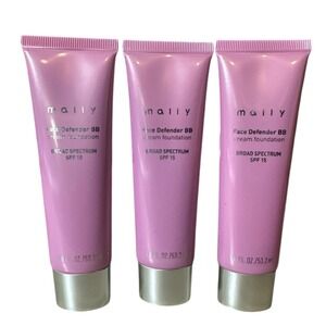 Lot of 3 Mally Face Defender BB Cream Foundation SPF 15 - Medium TAN 1.8 oz NEW‎
